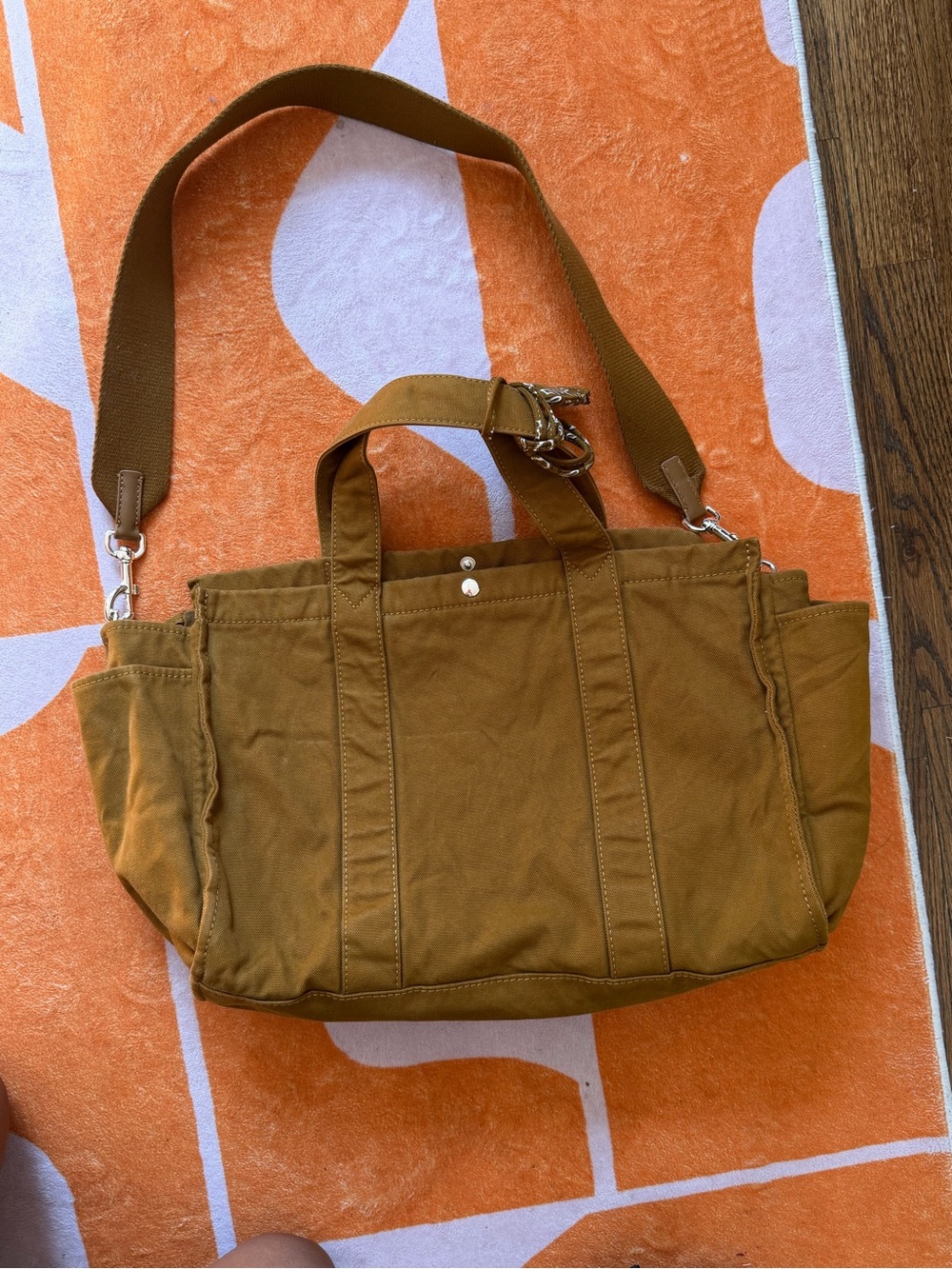 Madewell Canvas Tote in Camel Tan with Adjustable Strap